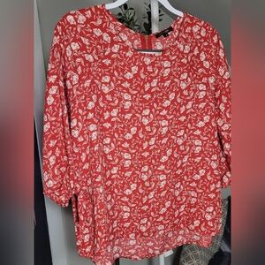 Papermoon Floral Blouse Top 3/4 Tie Sleeves Sz Medium